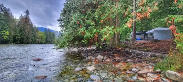 Chehalis River Campground River with Camper